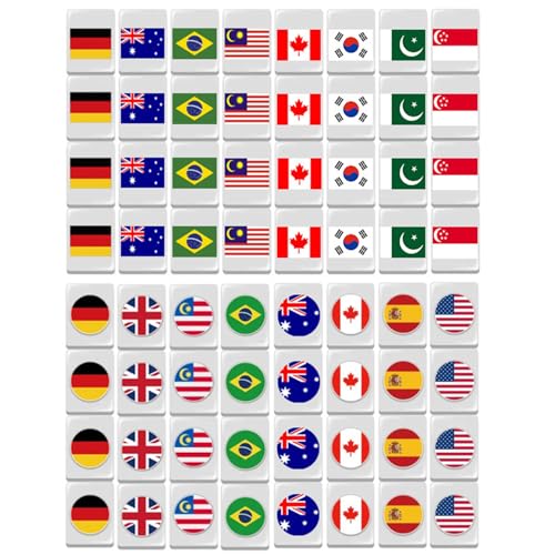 Juego de Mahjong con 64 fichas de diseño de bandera para adultos