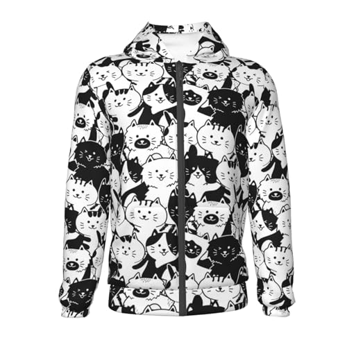 Cute Cat Illustration Kid Hoodies Boys Zip Up Sweatshirts Girls Pullover with Pocket2