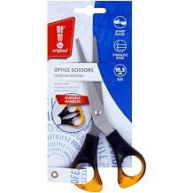 Amex Mebobe Office Scissors, Multi-Purpose Stainless Steel Office Scissors with Comfortable Grip, Rustproof Scissors, Multifunctional Scissors, Design Universal Scissors, Amber 15.5 cm