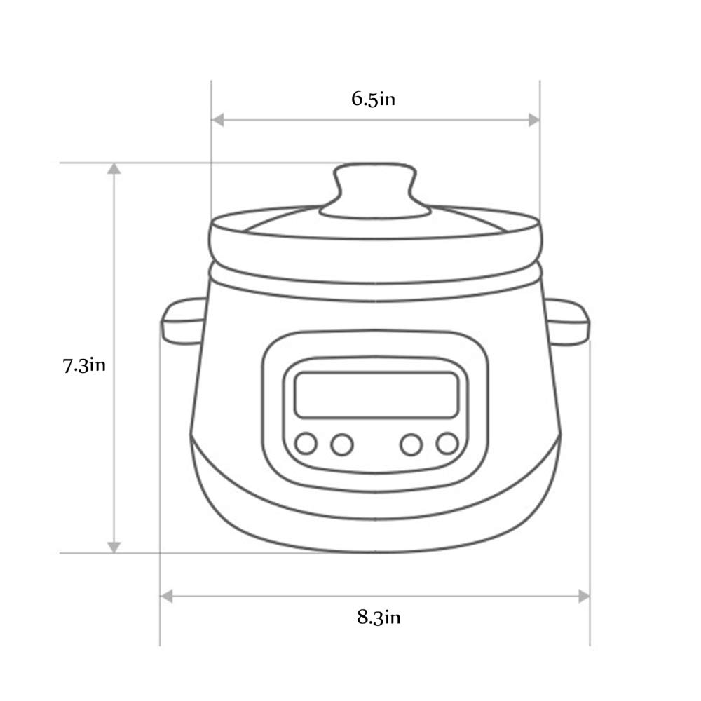 Olla cocción Lenta eléctrica 1,2 l con Revestimiento cerámica, Olla para guisar, Olla eléctrica Inteligente para hogar, multicocina con función Reserva y 6 configuraciones cocción, 120 W