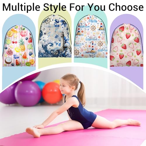 Image of Gymnastics Grip Bag Blue Coastal Lighthouse Waterproof Gymnastics String Bag for Gym