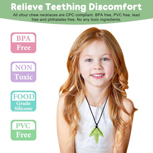 MISSLILI Sensory Chew Necklaces for Aggressive Chewers - Silicone Chewelry for Autism, ADHD, Oral Motor Therapy & Baby Teething - Dinosaur (BPA-Free, Textured Surface) - Image 4