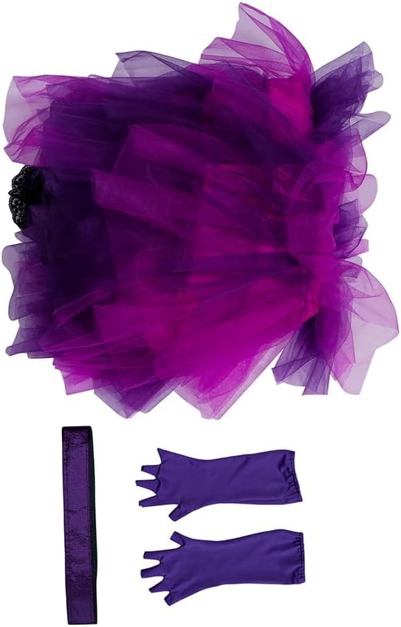 Mal Cospaly Costume Women Princess Mal Purple Dress Fancy Halloween Party Evening Ball Gown with Gloves
