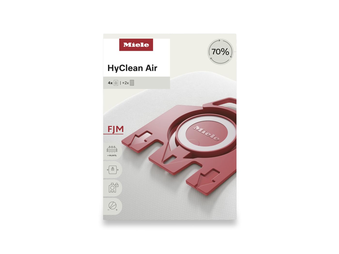 Miele AirClean 3D Efficiency Dust Bag, Type FJM, 4 Bags & 2 Filters, White