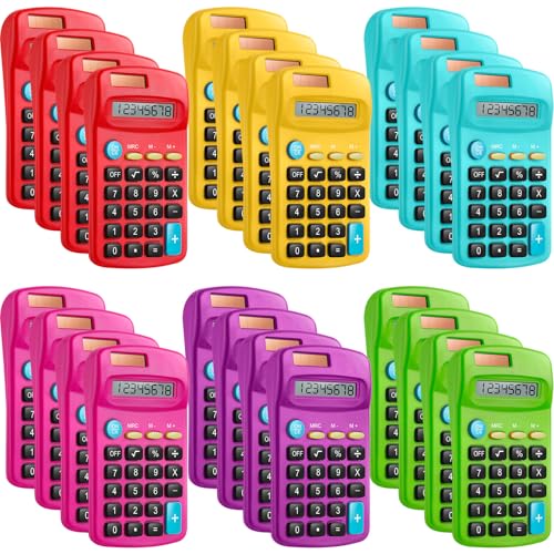 Calculatrice de poche double alimentation lot de 24 mini calculatrices écran incliné