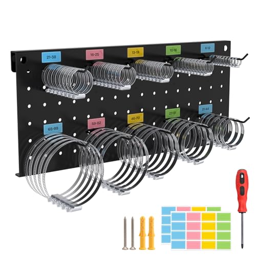 IMAYCC 99Pcs Kit de Support Mural de Colliers de Serrage Inox avec Support et Tournevis,Assortiment Colliers de Serrage Tuyaux Réglable Set Collier Durite pour Piscine Jardin-10 Tailles 6MM-89MM