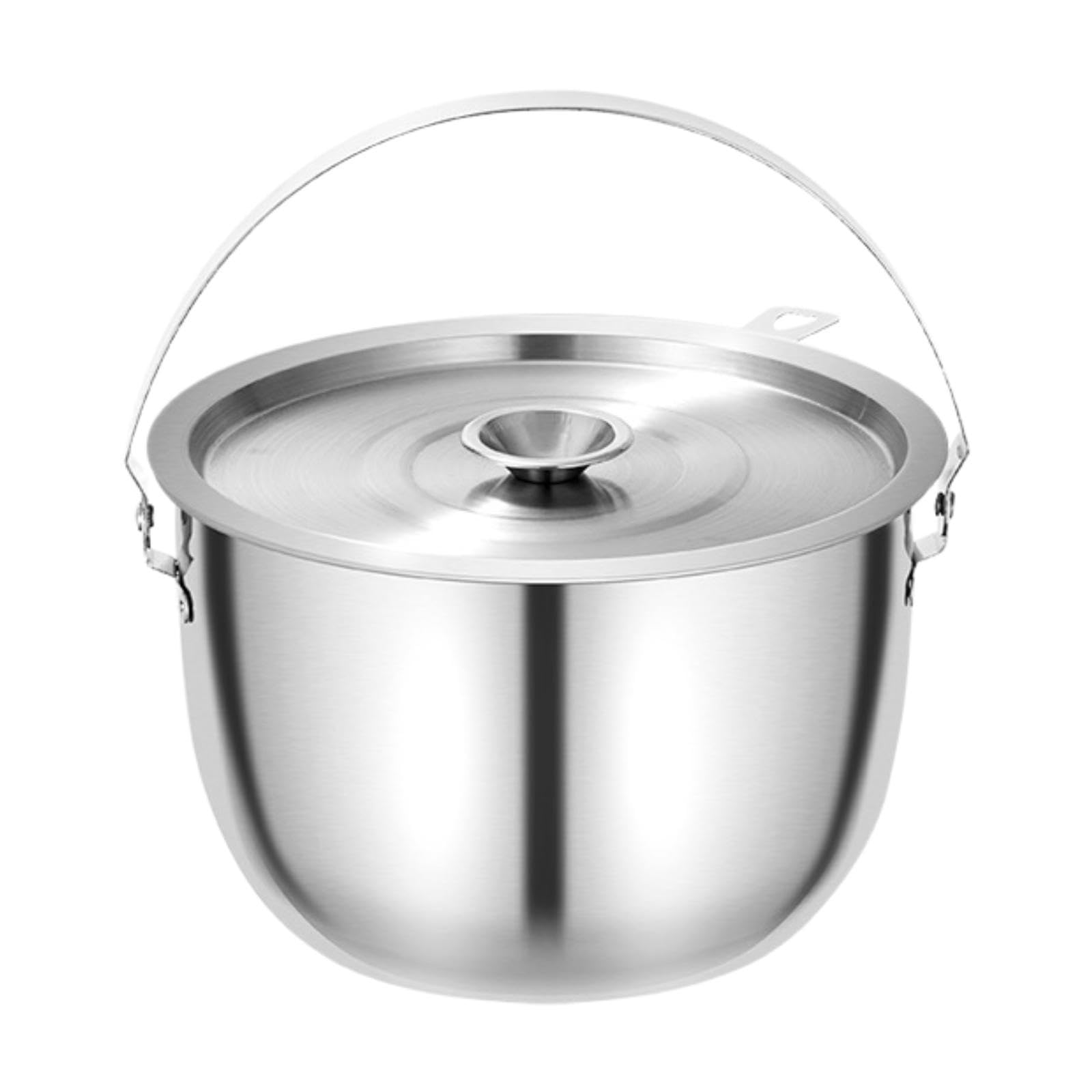 Pot à huile avec filtre et couvercle - Batterie de cuisine multifonction de grande capacité pour le camping et la cuisine - 17 à 23 cm - 5 L