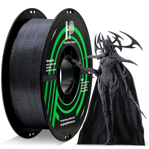 Image of HP3DF 3D Printer Filament Galaxy Black 1KG,Shiny PLA Filament 1.75mm, Dimensional Accuracy+ /-0.02mm, 1KG Spool (2.2 lbs), Fit Most FDM Printer(Galaxy Black)