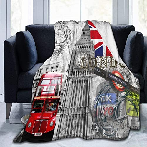 Plaid Polaire 70x100 cm 3D Impression Grand Ben De Londres Plaide Douce en Microfibre Flanelle Couverture lit 1 Personne Couverture Adulte Enfant pour Canape et Lit