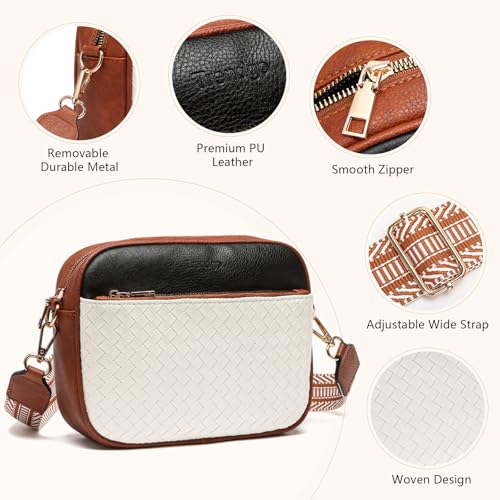 Image of Crossbody Bags for Women Vegan Leather Small Purses with Detachable Coin Pouch Adjustable Guitar Wide Strap