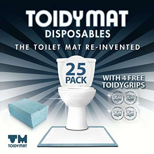 25 Toidymat Disposables - The Toilet Mat Re-Invented – Absorbent Contour Incontinence Pads For Bathrooms - Includes 4 Toidygrips. A Care-Giver’s Blessing - Toss It Down Tonight, Toss It Out Tomorrow! #TOP1