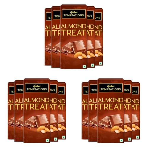 Image of Cadbury Temptations Almond Treat Premium Chocolate Bar, 70 g (Pack of 15)