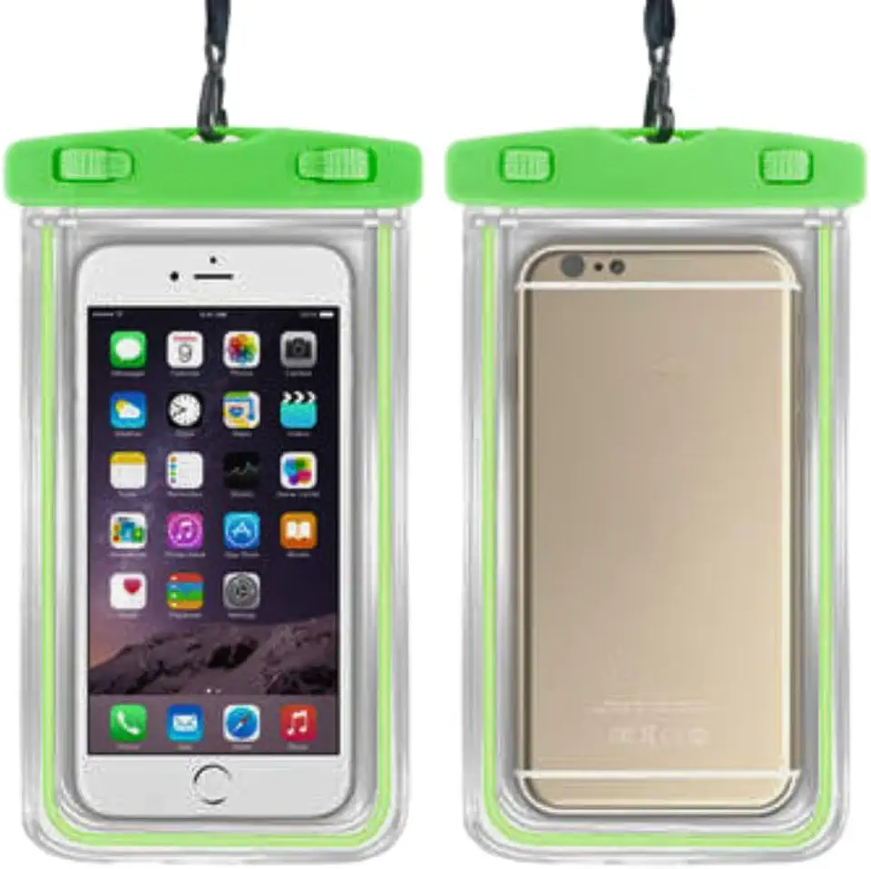 Capa Case para Celular a Prova D'Água Impermeável Transparente Universal Proteção Completa IPX8 Sensível ao Toque Ideal para Praia Trilhas Piscina Viagens (VERDE)