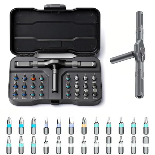 Image of 2026 New Tools 24 in 1 Magnetic Ratchet Screwdriver Set, Multi Bit DIY Magnetic Screwdriver Set with Detachable Ratchet Handle, Portable Precision Repair Tool Kit for Furniture, Electronics, Bicycle