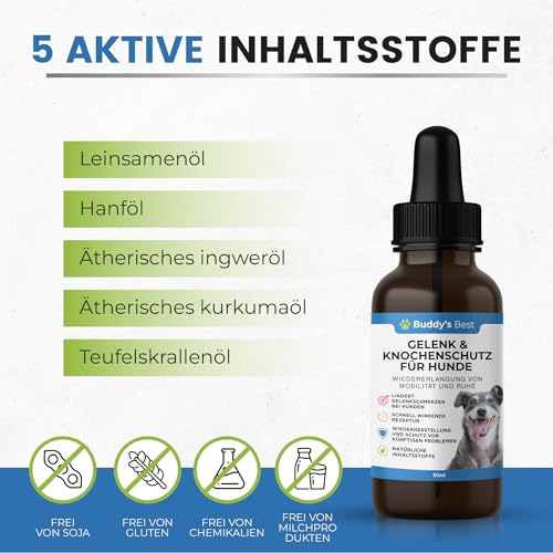 BUDDY'S Best 50ml Gelenk- & Knochenschutz für Hunde - Schmerzmittel für Hunde - Gelenke Hund - Schmerzmittel Hund Gelenke - Joint Care Hund