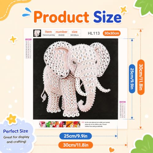 Image of HASTHIP 5D Elephant Pearl Diamond Painting Kit 11.8 X 11.8 in Wall Art