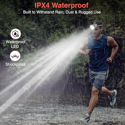Image of NEWDRU Rechargeable LED Headlamp Torch | Bright & Water-Resistant | 3 Adjustable Light Modes headlamp for Trekking, Camping, Fishing Hiking & Emergency Use