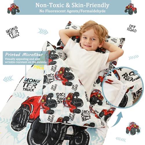 Image of Toddler Nap Mat for Preschool 50''x30'' Sleeping Mat with Removable Pillow and Minky Blanket for Kids Ages 3-7 Roll Up Soft Sleeping Bag for Boys Girls Kindergarten Daycare Sleepover