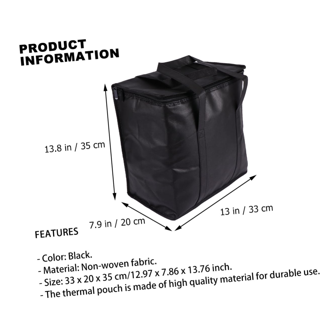 Cabilock 3 Pz Borsa Isolante in Foglio Di Alluminio Non Tessuto Sacchetti Della Spesa Riutilizzabili Da Cucina Borse Termiche Per Il Trasporto Di Alimenti Viaggio Tessuto Non Tessuto Black