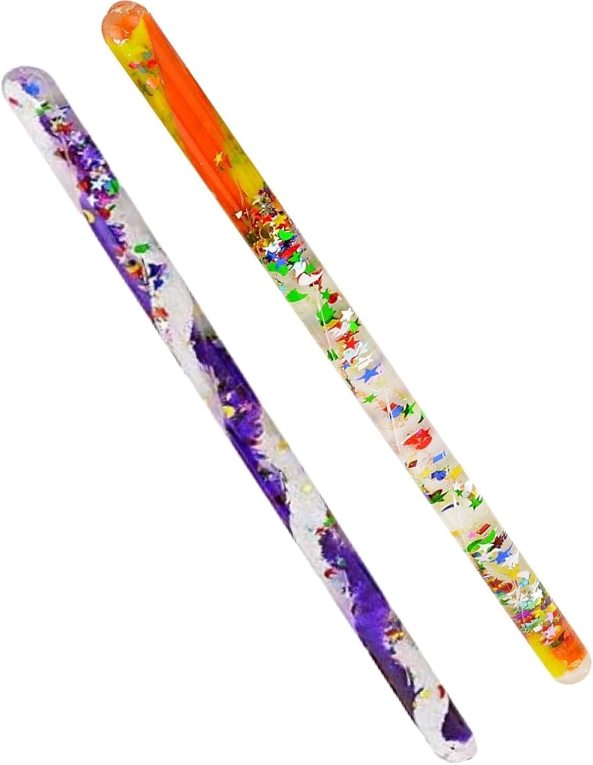 Glitter Wand Fidget Hand Toy Set of 2 Assorted Colors Wonder Wands and Therapy Tool (12 Inch(Jumbo))