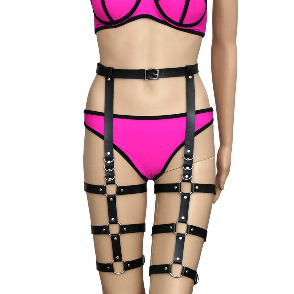 Women PU Leather Harness Garter Belt Adjustable Waist Leg Cincher Cage Belt Masquerade Costume|Clothing, Shoes & Accessories | Womens Clothing | Intimates & Sleep | Garter Belts-image-19