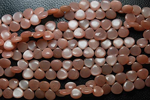 Pierre de lune pêche taillée en cœur LKBEADS de 10mm pour bijoux d'exception