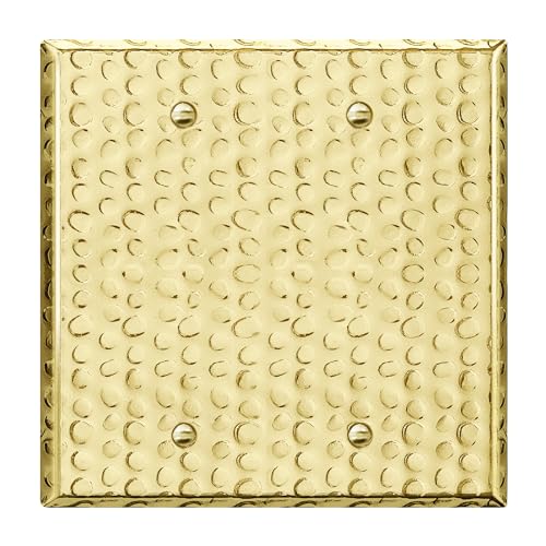 Image of LIDER Blank Metal Wall Plate, Stainless Steel Blank Outlet Cover, Corrosion Resistant, Mid-Size 2-Gang 4.88 inch x 4.92 inch, 201 Stainless Steel, LMWP-02M-HB, Hammered Brass