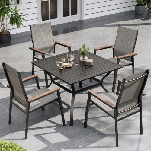 Image of Sophia & William Patio Dining Set w /Metal Table & 4 Beige Aluminum Chairs