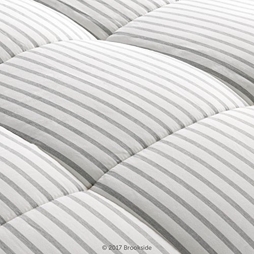 BROOKSIDE Striped Chambray Comforter Set - Includes 2 Pillow Shams - Reversible - Down Alternative - Hypoallergenic - All Season - Box Stitched Design - Oversized Queen - Coastal Gray - Image 5