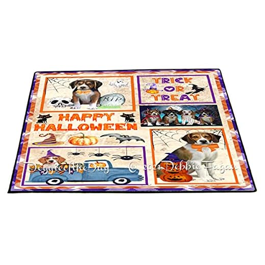Doggie of the Day American English Foxhound Dogs Floor Mat - Happy Halloween Trick or Treat - Best Dog Doormat - Protector Decor - Unique Portrait Art - Premium Quality Decoration, 30"x45"