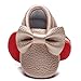 Double Bow Baby Moccasins - Soft Red Sole Baby Shoes Toddler Infant Fringe Girls Shoes (0-3months,10.5cm, 3M US Infant, Gold)
