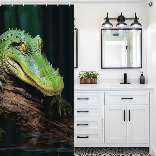 Rideau de douche tissu polyester crocodile 122x183 cm imperméable pour salle de bain - 5