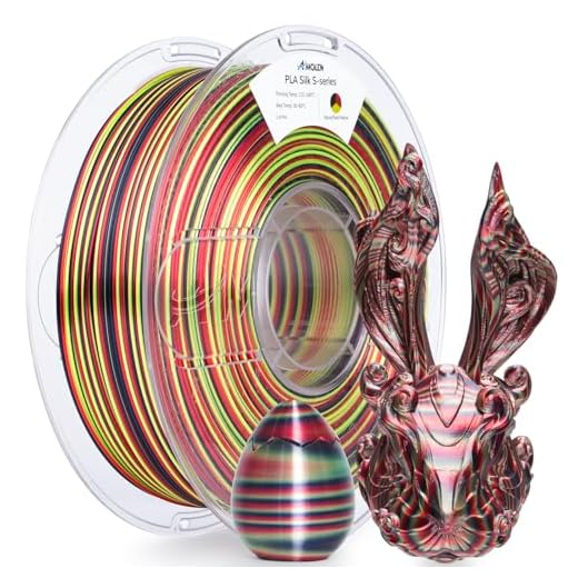 AMOLEN Silk PLA 3D Printer Filament, Shiny Multicolor Rainbow PLA Filament 1.75mm, Fast Color Change PLA 3D Printing Filament for Most FDM 3D Printer, Black Red Yellow, 1kg (2.2lbs)