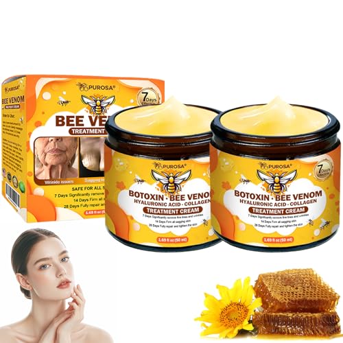 AEEHFENG PUROSA Bee Venom Treatment Cream, Advanced Anti-Wrinkle Firming Cream, Bee Venom Comprehensive Cream-50g, Anti-Aging, Hydrating, Natural Ingredients for All Skin Types (2 Bottle)