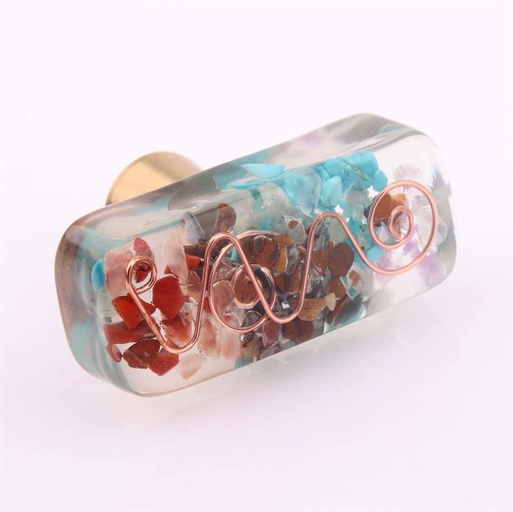 Creative Colored Stone Natural Gravel Resin Drawer Brass Handle Cabinet Door Wardrobe Simple Small