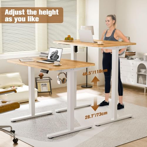 Image of Small Standing Desk, 35 inchx24 inch Height Adjustable Sit-Stand for Home Office | Electric Adjustable Standing Desk, Sit to Stand Computer Office Desk with Splice Board, Memory Preset, Lifts 28.7''-46.5 inch