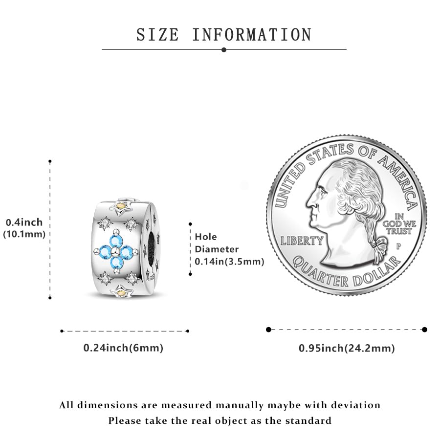 Clip Spacer for 925 Sterling Silver Bracelet, Clip Lock Stopper Bead Spacer European Openable for Women Charm Gift4
