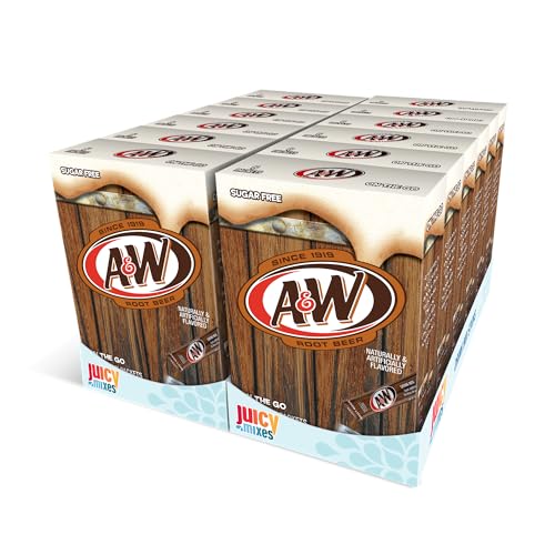 Juicy Mixes A&W, Root Beer – Powder Drink Mix - (12 boxes, 72 sticks) – Sugar Free & Delicious, Makes 72 flavored water beverages