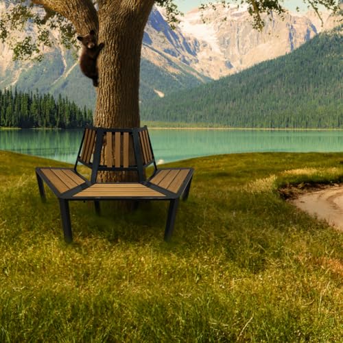 abc HOME | Gartenbank | Baumbank | halbrund | erweiterbar | WPC + Aluminium (anthrazit & braun)