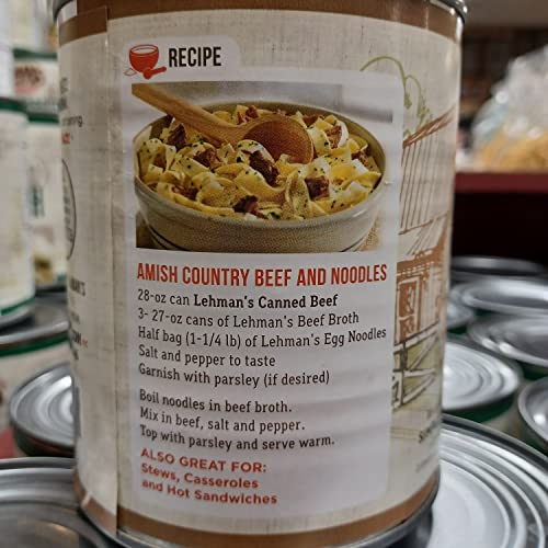 Lehman's All Natural Canned Beef Meat No Preservatives Long Shelf Life, 28 Oz