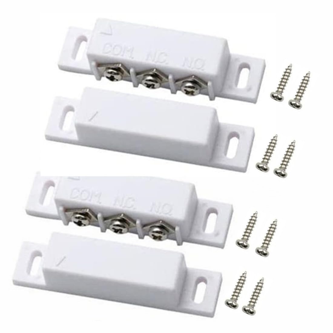 QLXHBOT 2Pack MC-31B Magnetic Reed Switch Wired Surface Mount Normally Open Closed NC NO Door Contact Sensor Alarm Magnetic Door Switch White