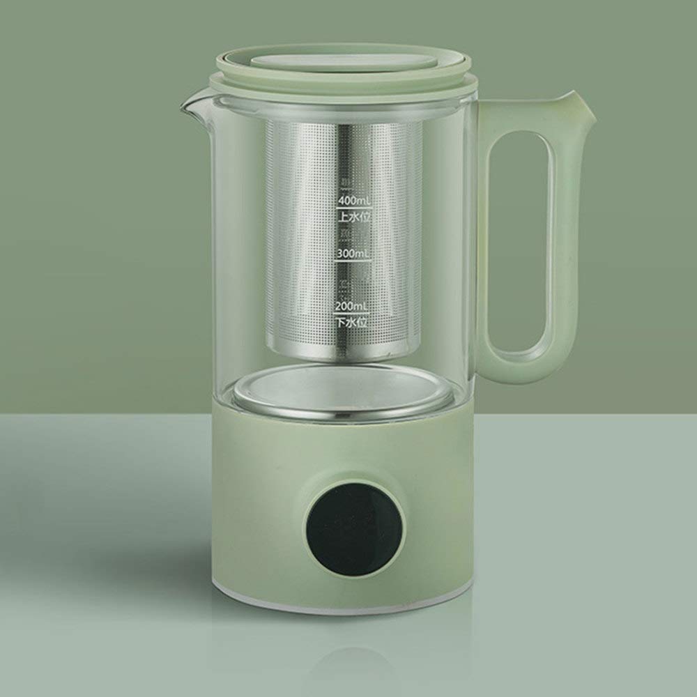 Hervidor eléctrico para té de Vidrio de 0,4 l con ajustes preestablecidos Variables, Tetera de un Toque, 500 W, infusor de té y Fondo, Apagado automático y protección en seco para hervir, li
