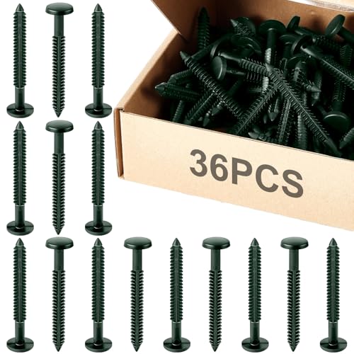 Image of Blulu 36 Pcs 3 Inch Vinyl Shutter Fastener Window Panel Peg Lok Pin Pegs Screws Shutter Spikes Anchor (Midnight Green)