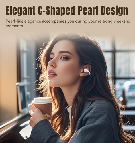 Image of King Lucky Open Ear Earbuds Clip-On Bluetooth 6.0 Wireless Headphones with Mic, 50H Playtime, ENC Clear Calls, IPX5 Waterproof, Comfortable for Small Ears Sports Gaming (Pearl White, Standard)