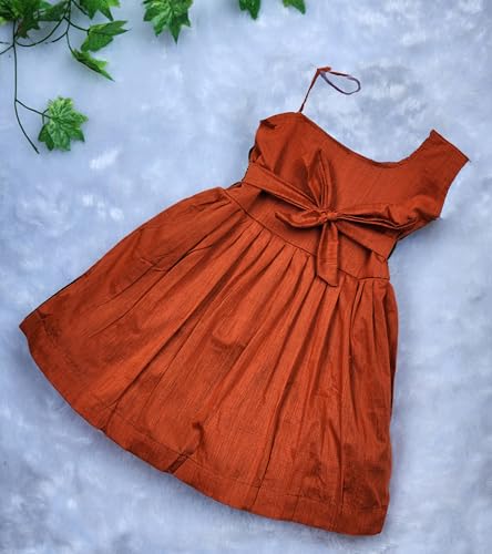 Girl's Traditional Ethnic Wear Kalyani Cotton Flower Knot Frock3