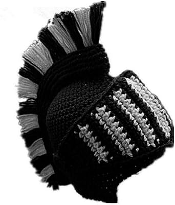 YEKEYI Funny Knight Helmet Beanie with Beard Hat Handmade Knitted Winter Thick Cap Octopus Hat Halloween Cosplay Ski Mask