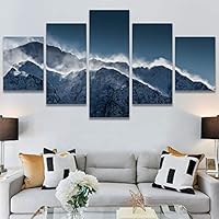 SIGNWIN 5 Panel Canvas Wall Art Snow Mountain for Home Decorations Ready to Hang - 60