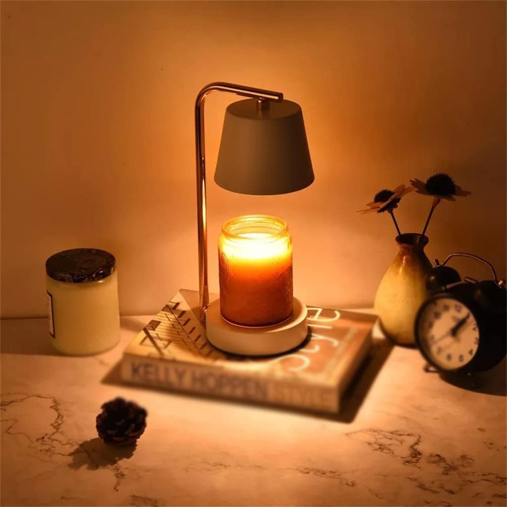 Chauffe-Bougie électrique Blanc à Base Ronde, Lampe chauffante sans Flamme for Salon, café et Maison Lampe de Bureau