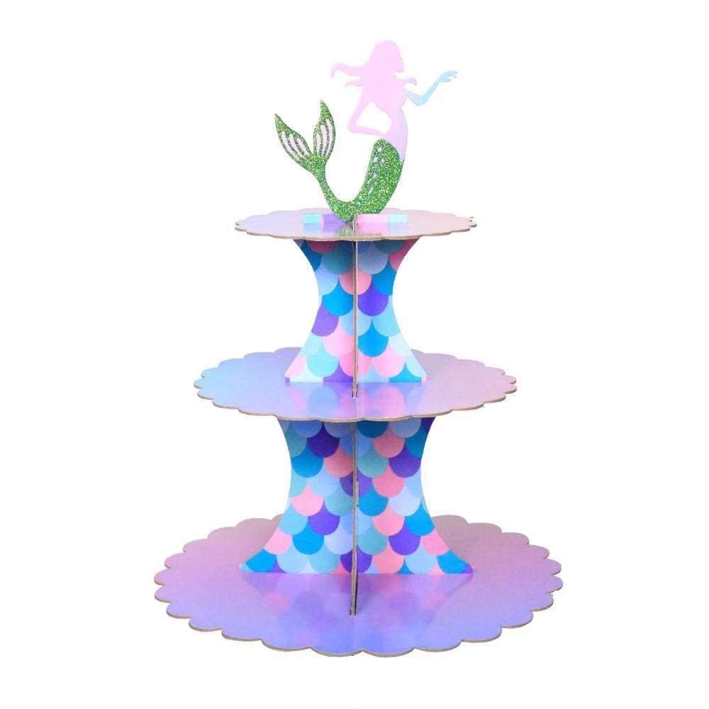 PartySanthe Mermaid Cupcake Stand, 1 Set (3 Tier) Amazon.in Home