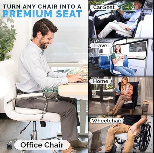 ComfiLife Premium Gel & Memory Foam Seat Cushion – Doctor Recommended Office Chair Cushion, Car Seat Cushion – Chair Cushions for Back & Sciatica Pain Relief – Seat Cushions for Office & Desk (Beige)